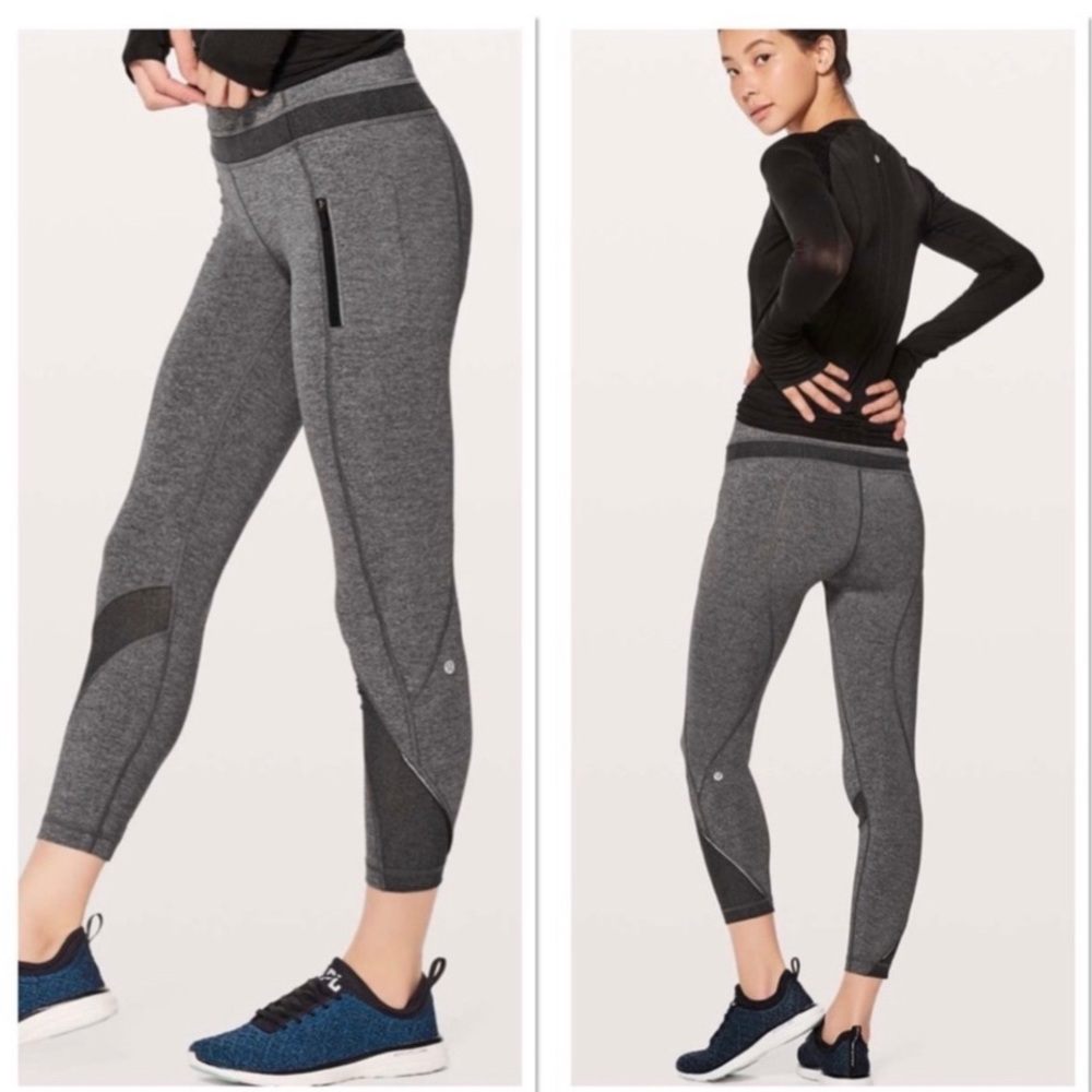 Women’s LuLuLemon Size 6 Black Gray & White Inspire Tight II‎